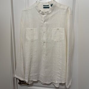 White Xl Men’s Cubavera Linen Shirt